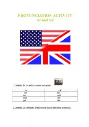 English worksheet: Pronunciation Activity