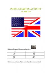 English Worksheet: Pronunciation Activity