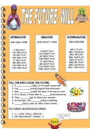 English Worksheet: FUTURE- WILL WORKSHEET