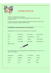 English Worksheet: The Present Perfect Speaking and Writing Game!!