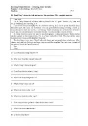 English Worksheet: Reading Comprehension Present