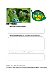 English Worksheet: A Bugs Life: Preview Sheet