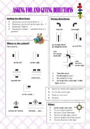 English Worksheet: asking for and giving directions 