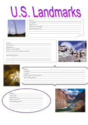 English Worksheet: U.S. Landmarks (Part 1 of 2)