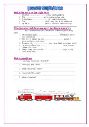 English worksheet: present simple tense