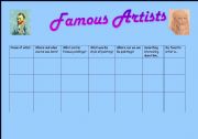 English Worksheet: Famous Artists