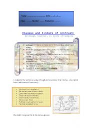 English Worksheet: clause of contrast