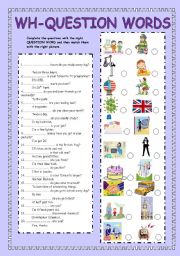 English Worksheet: Wh- question words