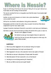 English Worksheet: where is Nessie?