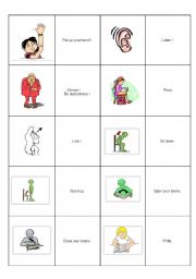 English Worksheet: Classroom Instructions Memory Game