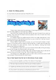 English Worksheet: Fitness and well being