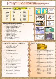 English Worksheet: present continuous interrogative