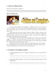English Worksheet: children and computers