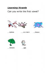 English worksheet: Learning the Vowals