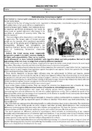 English Worksheet: test about multiculturalism