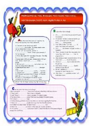 English Worksheet: prepositions : too, enough, too much , too many, not enough, (not) + adjective + as