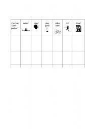 English Worksheet: can