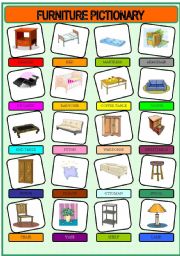 English Worksheet: FURNITURE PICTIONARY