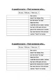 English Worksheet: Speaking Exercise