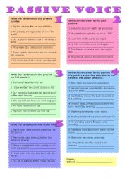 English Worksheet: passive voice (with key, editable)