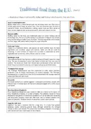 English Worksheet: Traditional Food from the European Union (Part I)