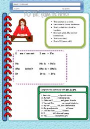 English Worksheet: am is are present of to be