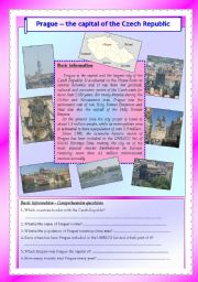 English Worksheet: Prague - tha capital of the Czech Republic (editable with key)