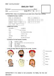 English Worksheet: ASSESSMENT