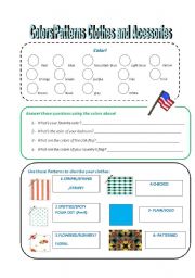 English Worksheet: Clothes, patterns and accessories!