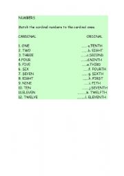 English worksheet: numbers