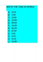 English worksheet: WHATS THE TIME?