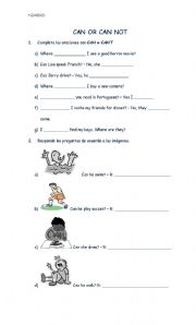 English Worksheet: Can or Can´t 