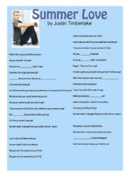 English Worksheet: Summer Love by Justin Timberlake