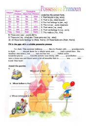 English Worksheet: possessive pronoun