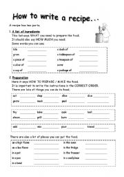 English Worksheet: How to write a recipe