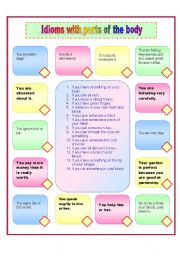 English Worksheet: Idioms with parts of the body - matching