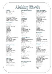 English Worksheet: Linking Words and Speaking Phrases (2 Pages)