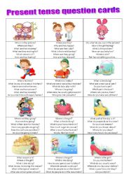 English Worksheet: Present tense speaking cards - Have fun!