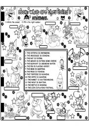English Worksheet: what are the animals doing?