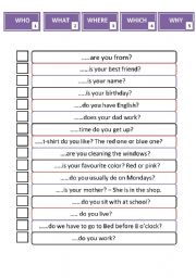 English Worksheet: Question words 