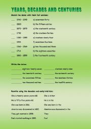 English Worksheet: Dates