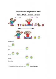 English Worksheet: Possessive adjectives and determiners