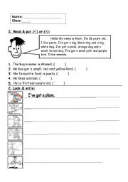 English Worksheet: Reading & writing