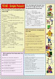 English Worksheet: To be - am, is, are  