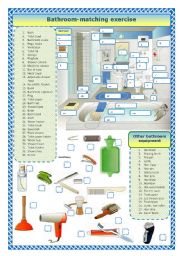 English Worksheet: Bathroom - matching exercise 