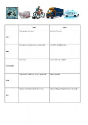 English worksheet: City transports and modals can/cant