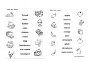 English Worksheet: Food - matching game