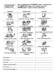 English Worksheet: Suggestions Shall / Lets / How about