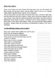 English Worksheet: Henry and Andrew