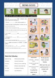 English Worksheet: BEING GOOD 